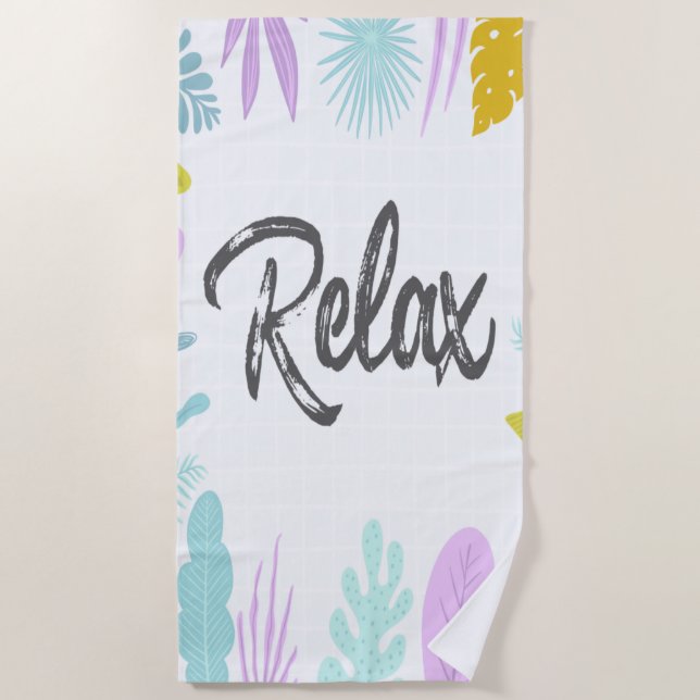 Script de brosse relax | Serviette de plage tropic (Devant)