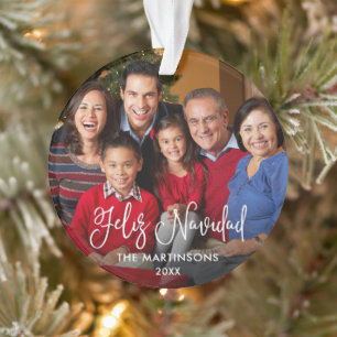 Script de calligraphie Feliz Navidad Photo Red Bac