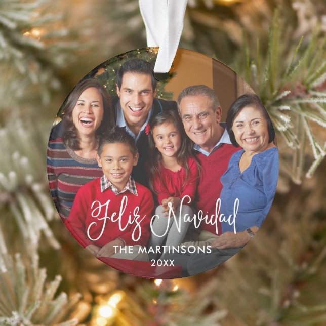 Script de calligraphie Feliz Navidad Photo Red Bac (Arbre)