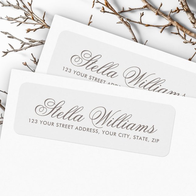 Script de calligraphie gris clair romantique (Romantic light gray calligraphy script label)
