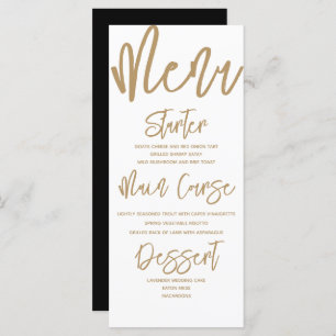 Script de calligraphie or moderne Menu Mariage