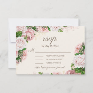 Script de calligraphie RSVP de mariage floral rose