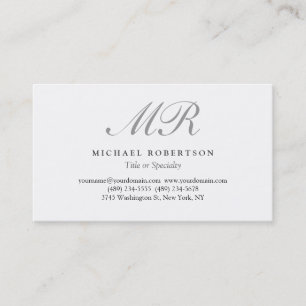 Script de charme Monogramme blanc Carte de visite 
