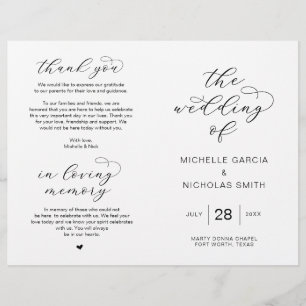 Script de luxe moderne, Programmes de mariage plia
