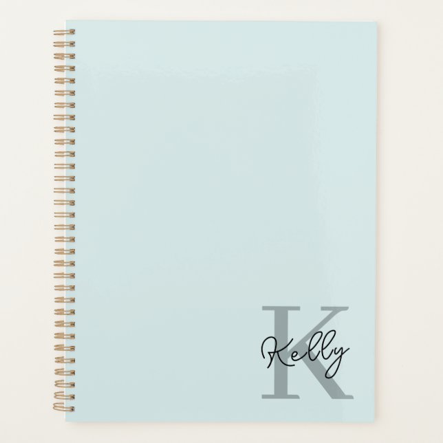 Script de Monogramme bleu aquatique moderne (Devant)