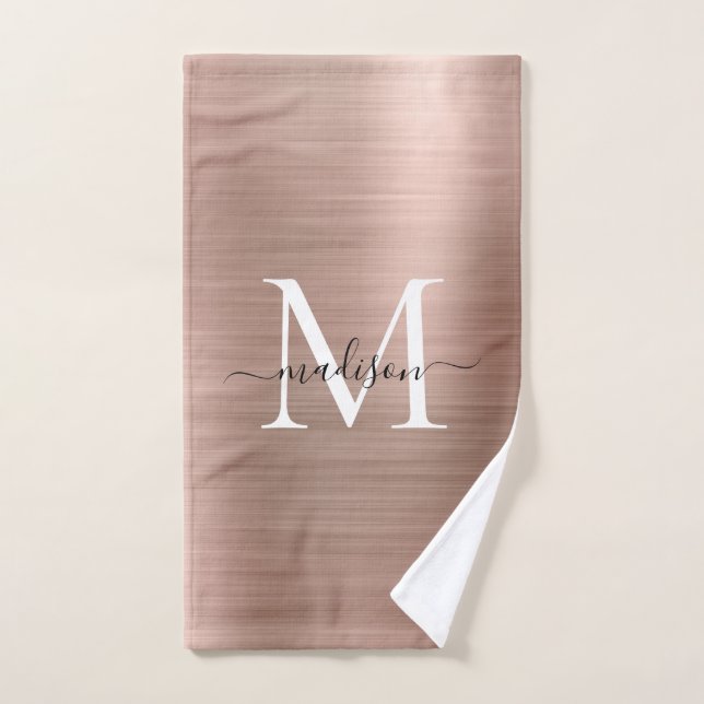 Script de monogramme métal rose or Rose tendance (Serviette à main)