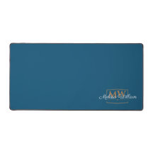 Script de nom du monogramme d'or bleu blanc