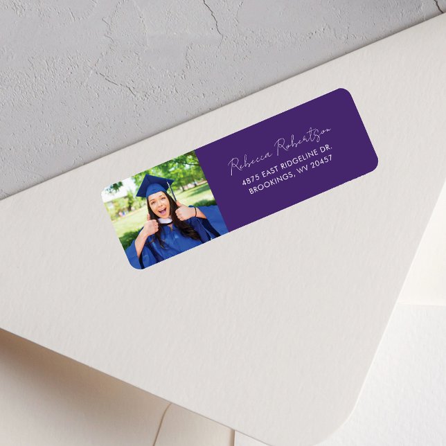 Script de photo de diplômé Adresse de retour moder (Graduate Photo Script Modern Return Address Label)