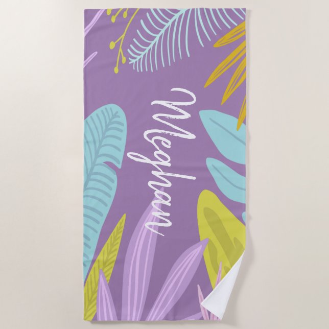 Script de pinceau monogramme | Serviette de plage  (Devant)