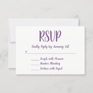 Script de police fait main violet et blanc RSVP
