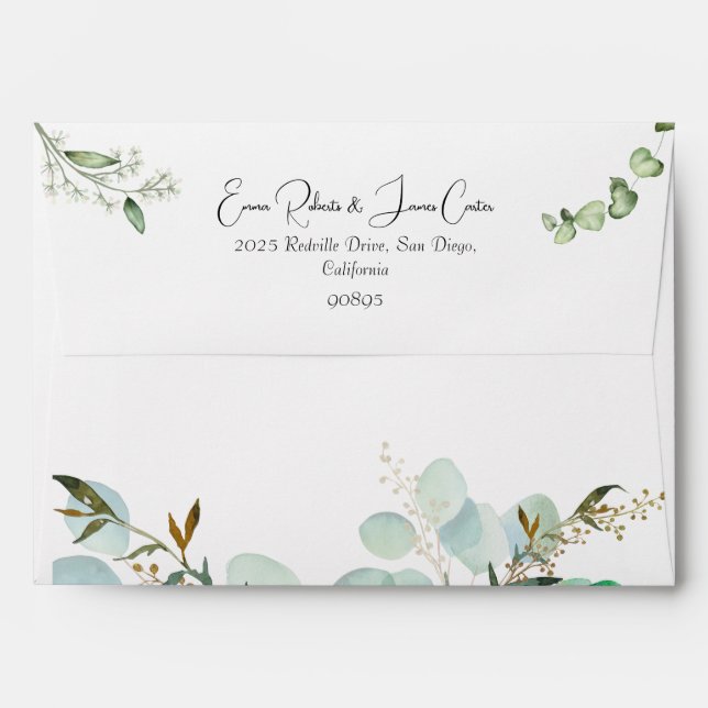 Script de verdure Enveloppe Mariage minimale (Dos (Haut rabat))