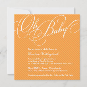 Script Diagonals in Apricot Baby Shower Invitation