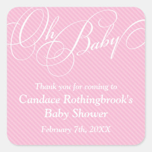 Script Diagonals in Blush Baby Shower  Sticker