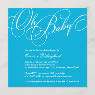 Script Diagonals in Cyan Baby Shower Invitation