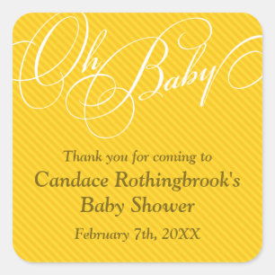 Script Diagonals in Gold Baby Shower  Sticker