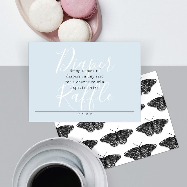 Script Diaper Raffle w/Sparkly Black Butterflies Enclosure Card (Creator Uploaded)