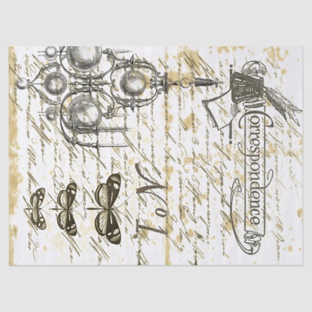 Script Digital Collage Decoupage Tissue Paper (Front)