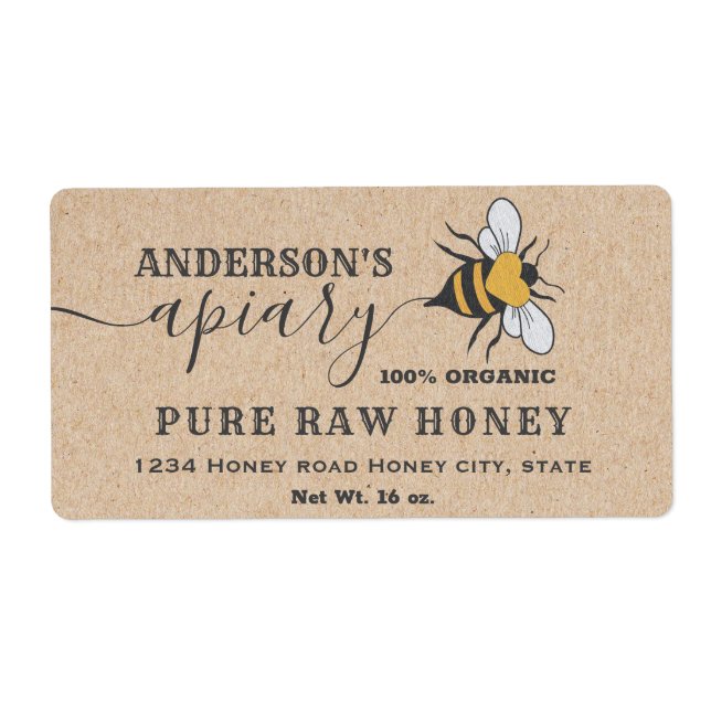 Script du logo Kraft Bee apiary étiquette de pot d (Devant)
