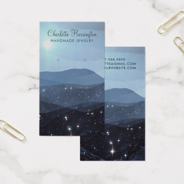 Script Earring Blue Mountains Bijoux Carte d'affic (Bureau)