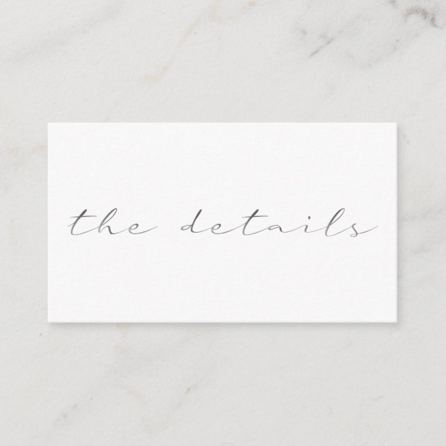 Script effect, the details white background enclosure card (Front)