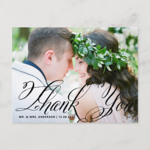 Script élégant   Carte postale Merci Mariage photo