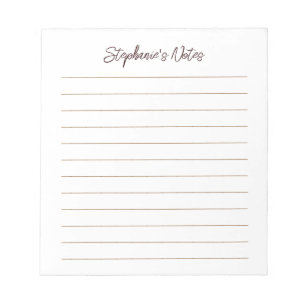  Script Elegant Chocolate Brown Lined Personalized Notepad