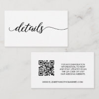 Script elegant Details Wedding website QR code 