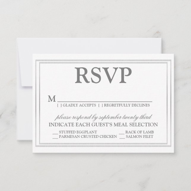 Script élégant et mariage frontière argent RSVP (Devant)