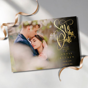 Script élégant Gold Foil Enregistrer le Carte phot
