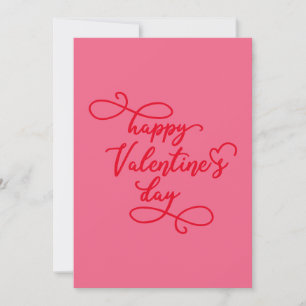 Script Elegant Heart Pink Red Happy Valentines Day Holiday Card