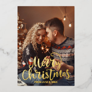 Script Elegant Merry Christmas Photo Postcard