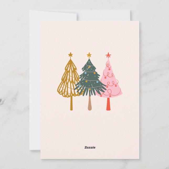 Script elegant modern stylish photo black and whit holiday card (Back)
