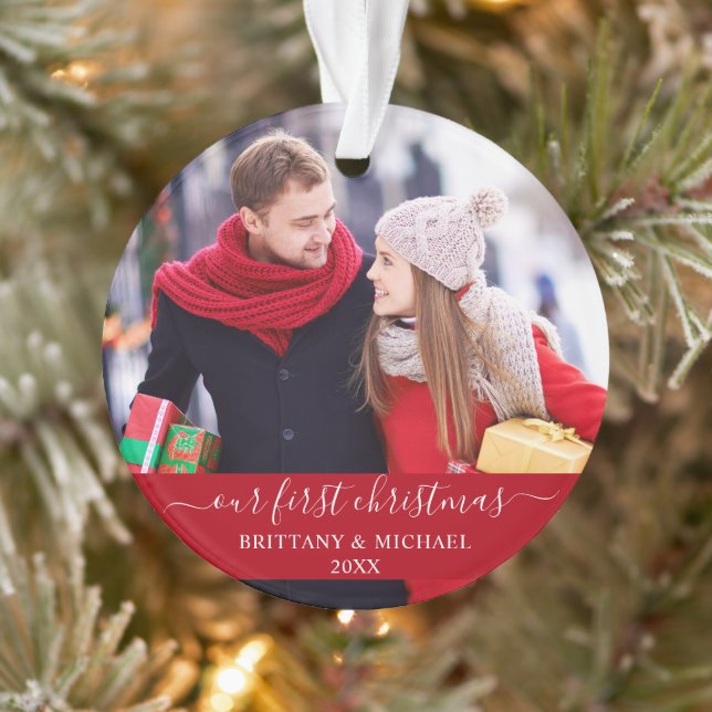 Script élégant Notre premier couple de Noël rouge (Arbre)