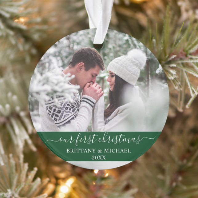 Script élégant Notre Premier Couple de Noël Vert (Arbre)