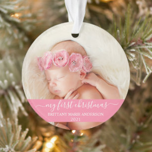 Script élégant rose Mon premier bébé de Noël