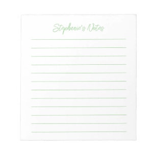 Script Elegant Sage Green Lined Personalized Notepad