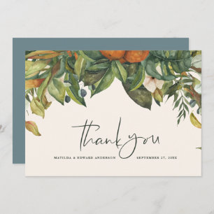 Script elegant wedding thank you citrus botanical
