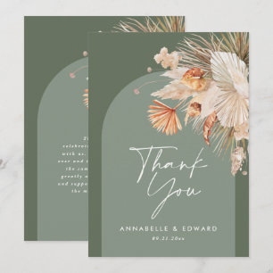 Script elegant wedding thank you sage green modern