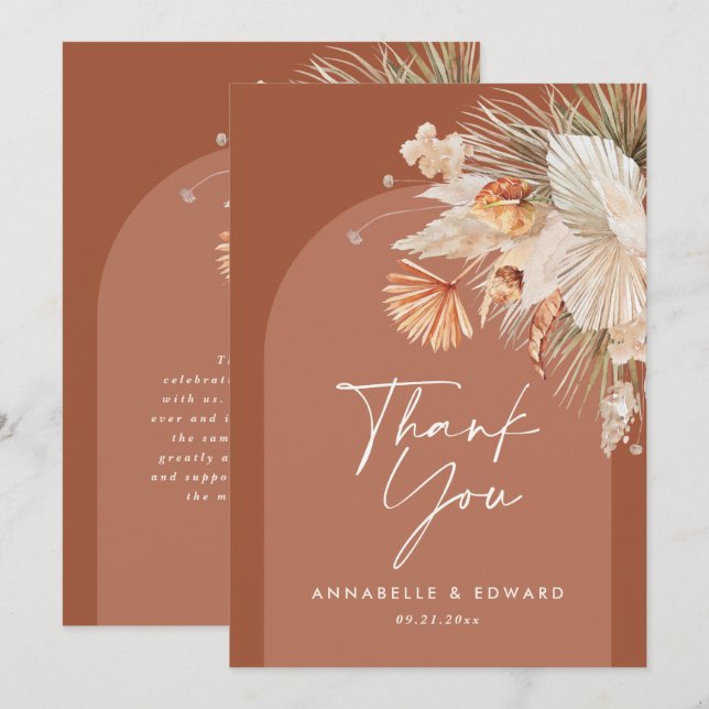 Script elegant wedding thank you teracotta modern card (Front/Back)