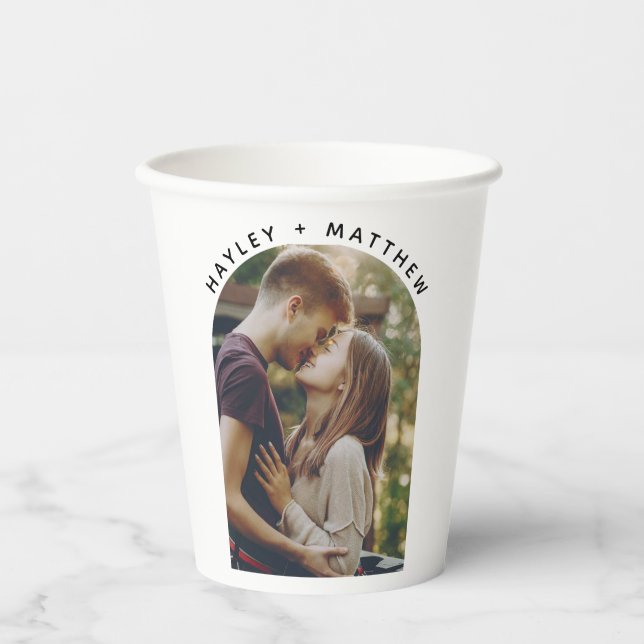 Script Engagement Photo Better Together Custom Paper Cups (Front)