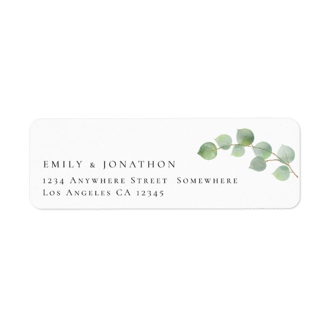 Script Eucalyptus Informal Return Name Address (Front)