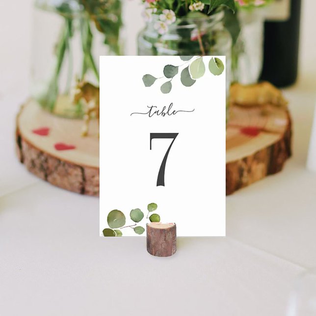 Script Eucalyptus Seating Chart (back) Wedding Table Number (Creator Uploaded)