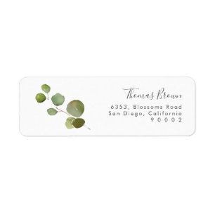 Script Eucalyptus Wedding Return Address Label