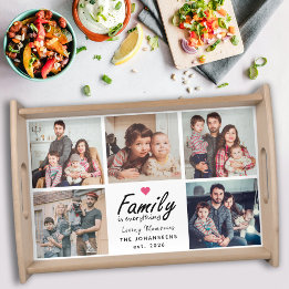 Script Family is Everything Custom Photo Collage Serving Tray