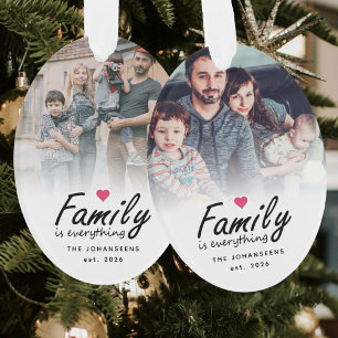 Script Family is Everything Modern Custom 2 Photo Ornament