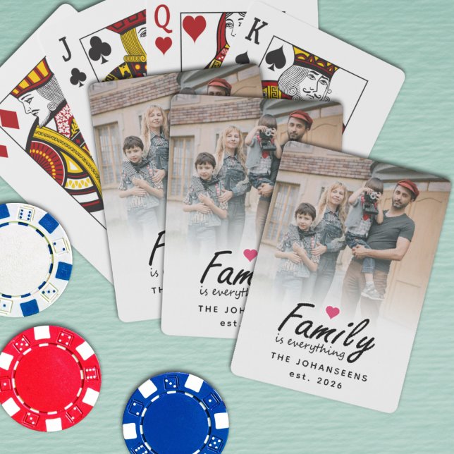 Script Family is Everything Modern Custom Photo Playing Cards (Creator Uploaded)