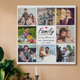 Script Family is Everything Photo Collage Keepsake Faux Canvas Print