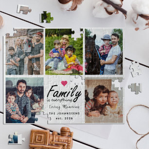 Script Family is Everything Photo Collage Keepsake Jigsaw Puzzle