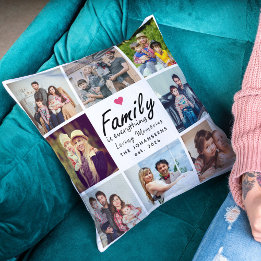 Script Family is Everything Photo Collage Keepsake Throw Pillow