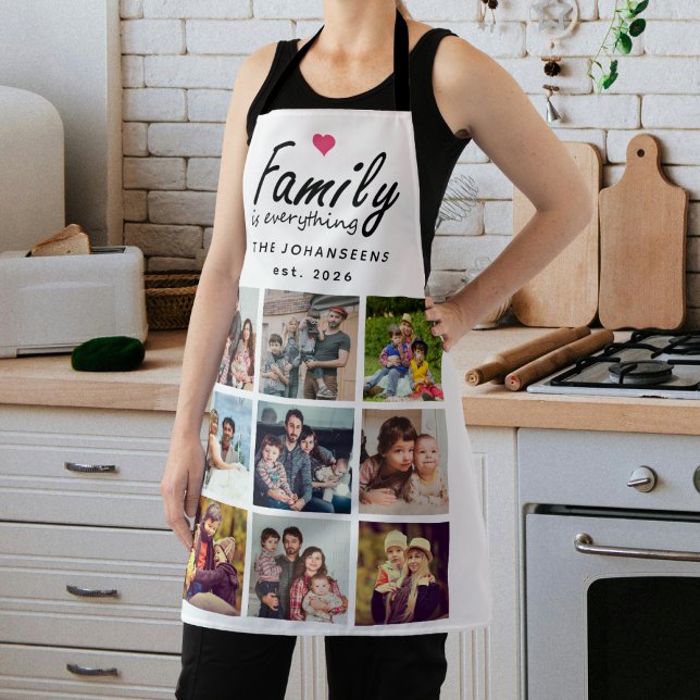 Script Family is Everything Photo Collage Modern Apron (Creator Uploaded)